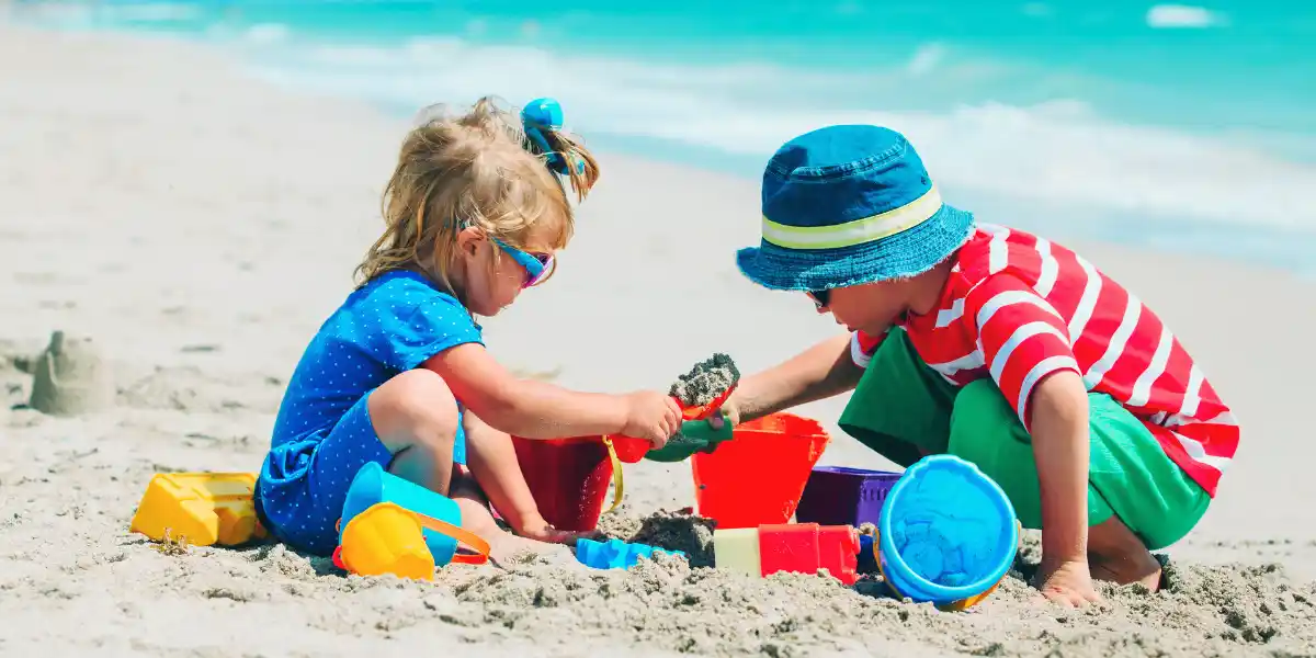 Family Beach Day Kids Sand Castle Buckets Photo